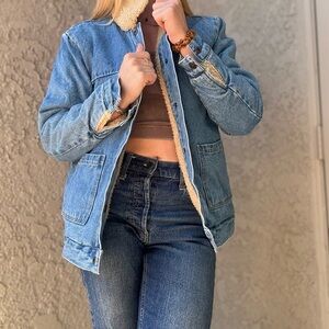 Forever 21 Blue Jean Jacket with Cream Lining